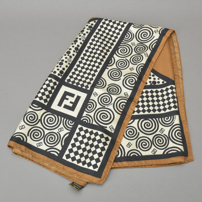 Fendi Like Zucca Scarf 90 Silk Brown Black