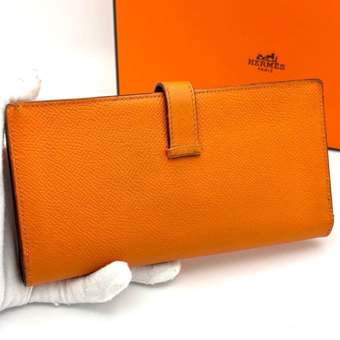 Hermes Bifold Wallet Bearn Souffle Veau Epsom Orange — view 2