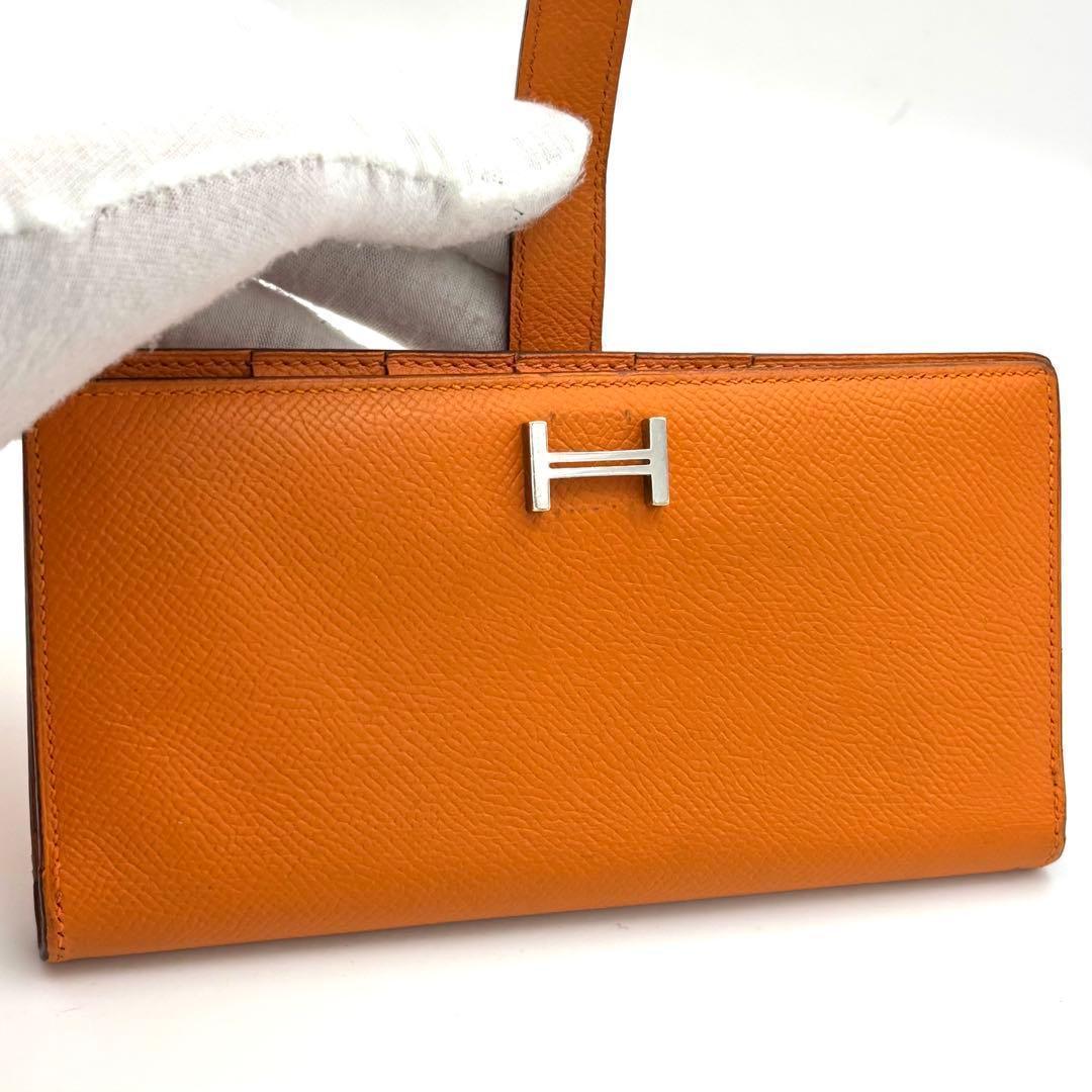 Hermes Bifold Wallet Bearn Souffle Veau Epsom Orange — view 3