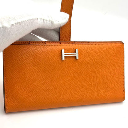Hermes Bifold Wallet Bearn Souffle Veau Epsom Orange — view 3