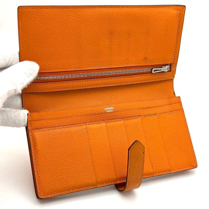 Hermes Bifold Wallet Bearn Souffle Veau Epsom Orange — view 4