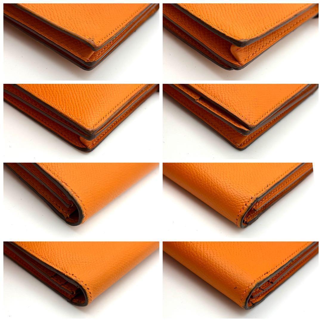 Hermes Bifold Wallet Bearn Souffle Veau Epsom Orange — view 9