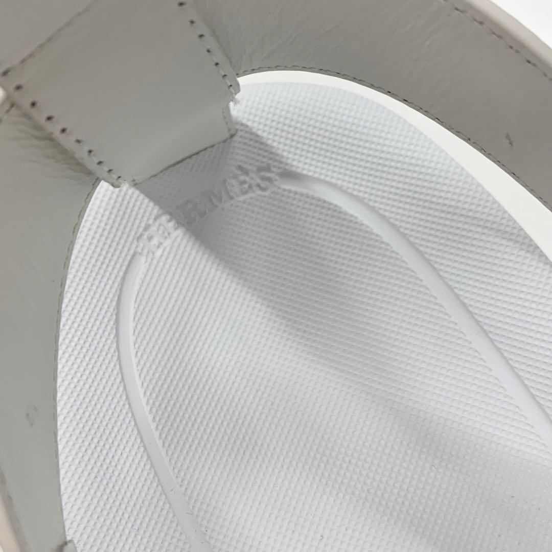 Hermes Enid Leather Velcro Strap Sandals White — view 7