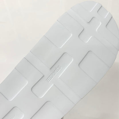 Hermes Enid Leather Velcro Strap Sandals White — view 8
