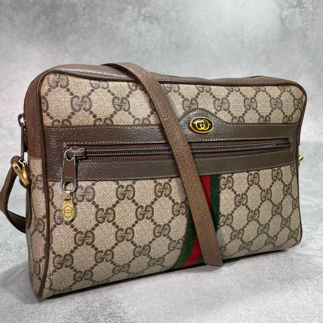 Gucci GG Sherry Line Shoulder Bag Brown Leather