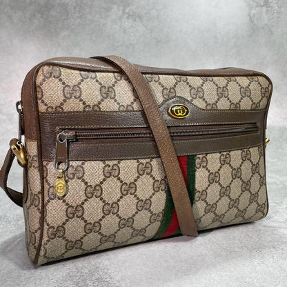 Gucci GG Sherry Line Shoulder Bag Brown Leather