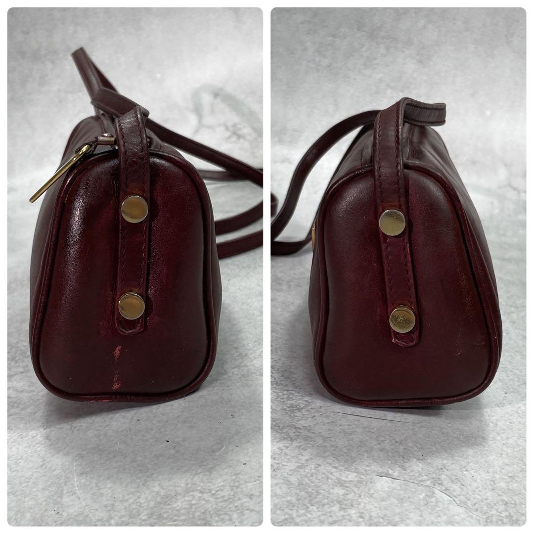 Gucci Shoulder Bag Bordeaux Leather Logo Gold — view 6