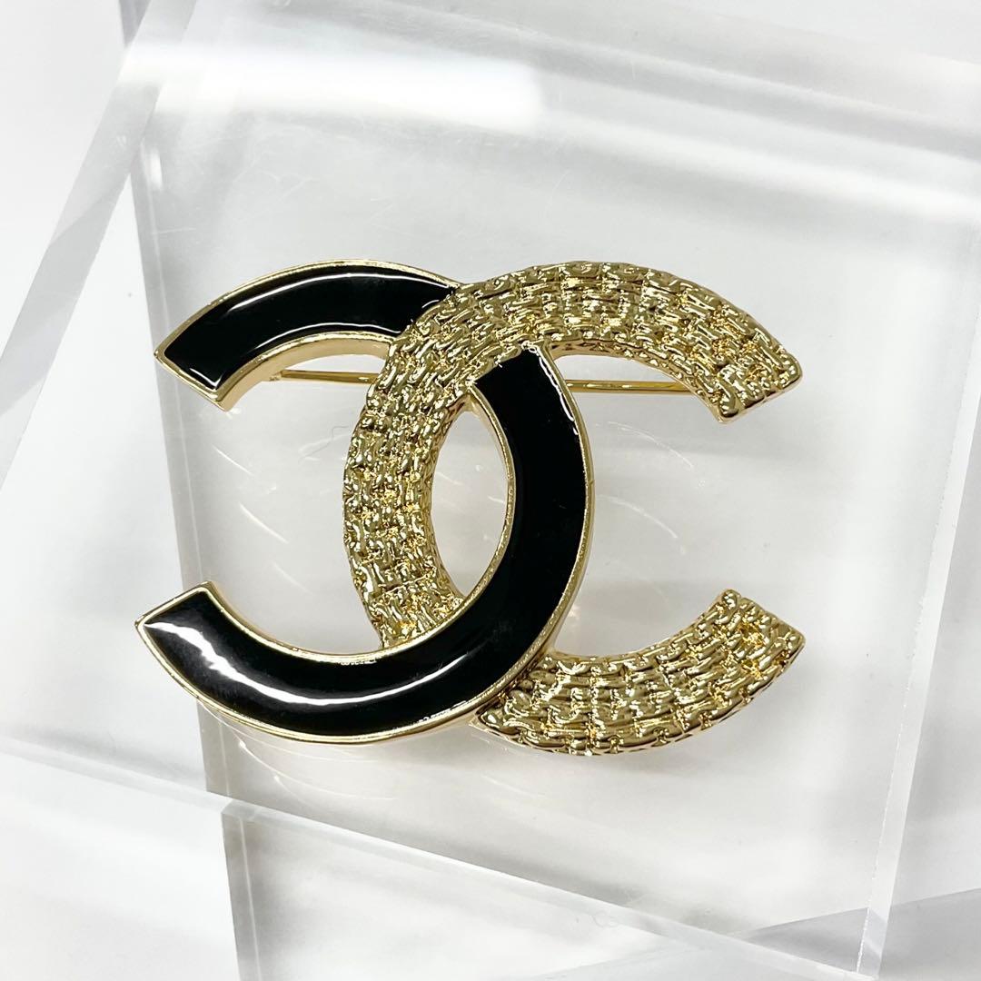 Chanel Brooch Coco Mark Black