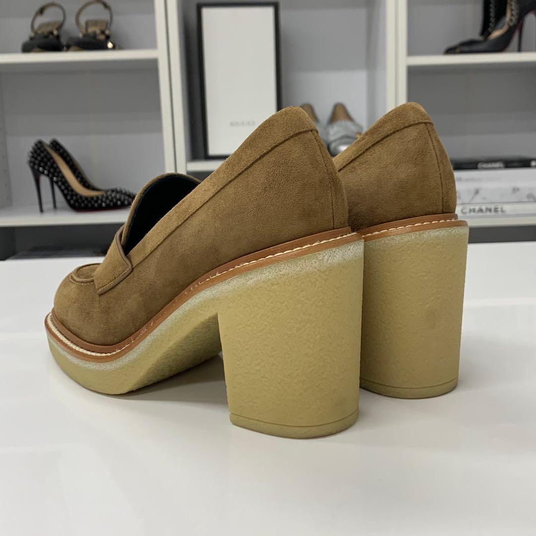 Hermes Didi Suede Heels Loafers Brown — view 5