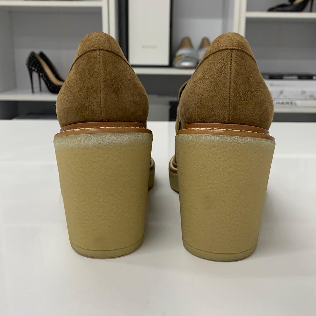 Hermes Didi Suede Heels Loafers Brown — view 6