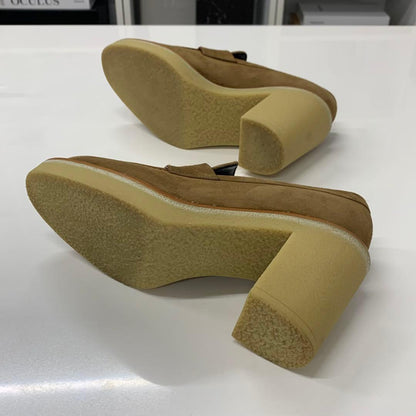 Hermes Didi Suede Heels Loafers Brown — view 7