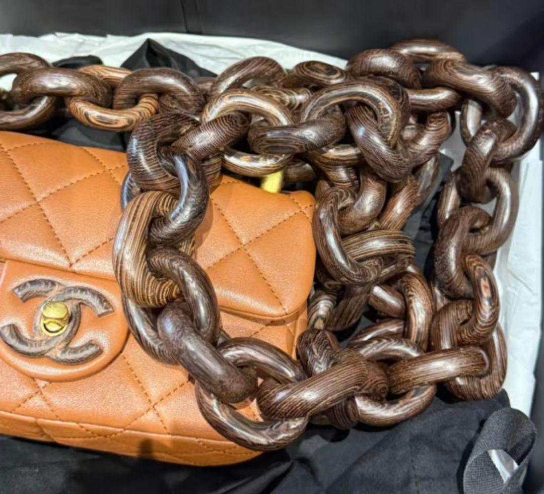 Chanel Lambskin Wood Chain Flap Bag — view 3