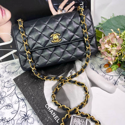 Chanel Vintage Turnlock Quilted Chain