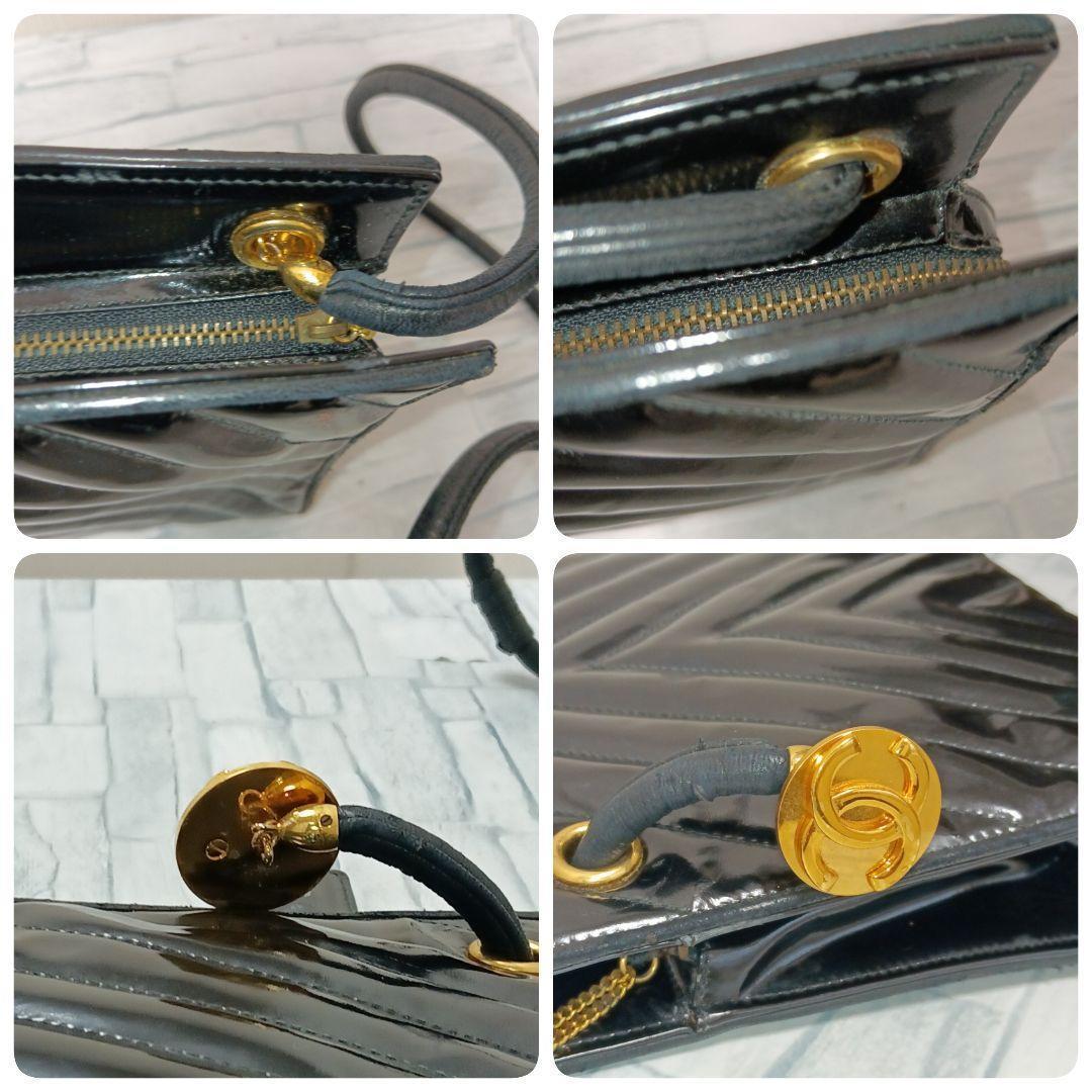 Chanel Stitch Shoulder Bag Enamel CC Logo Black — view 6