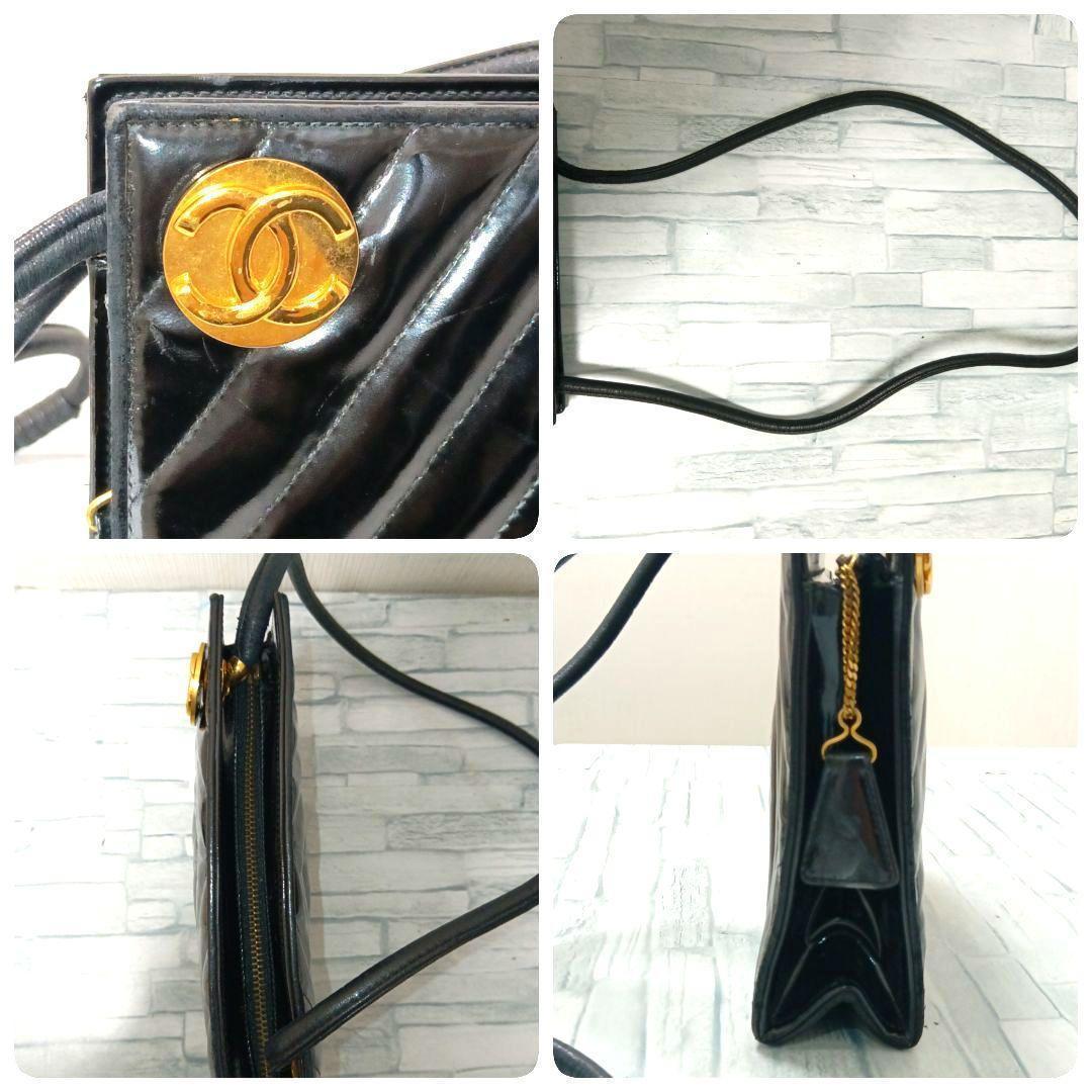 Chanel Stitch Shoulder Bag Enamel CC Logo Black — view 7
