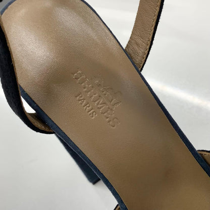 Hermes Kelly Suede Strap Sandals Navy Blue — view 8