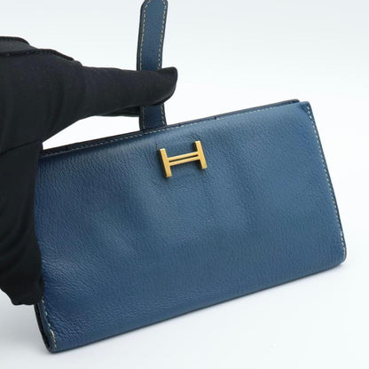 Hermes Bearn Classic Wallet Shavel Blue Gold — view 2