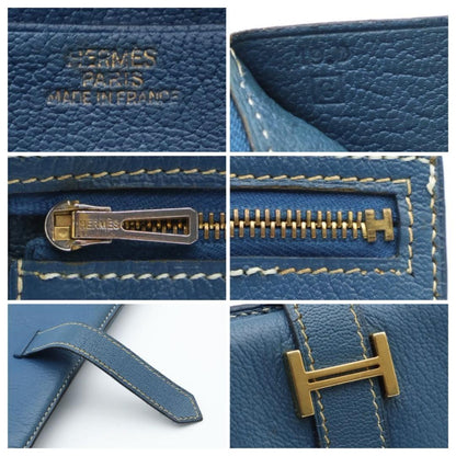 Hermes Bearn Classic Wallet Shavel Blue Gold — view 7