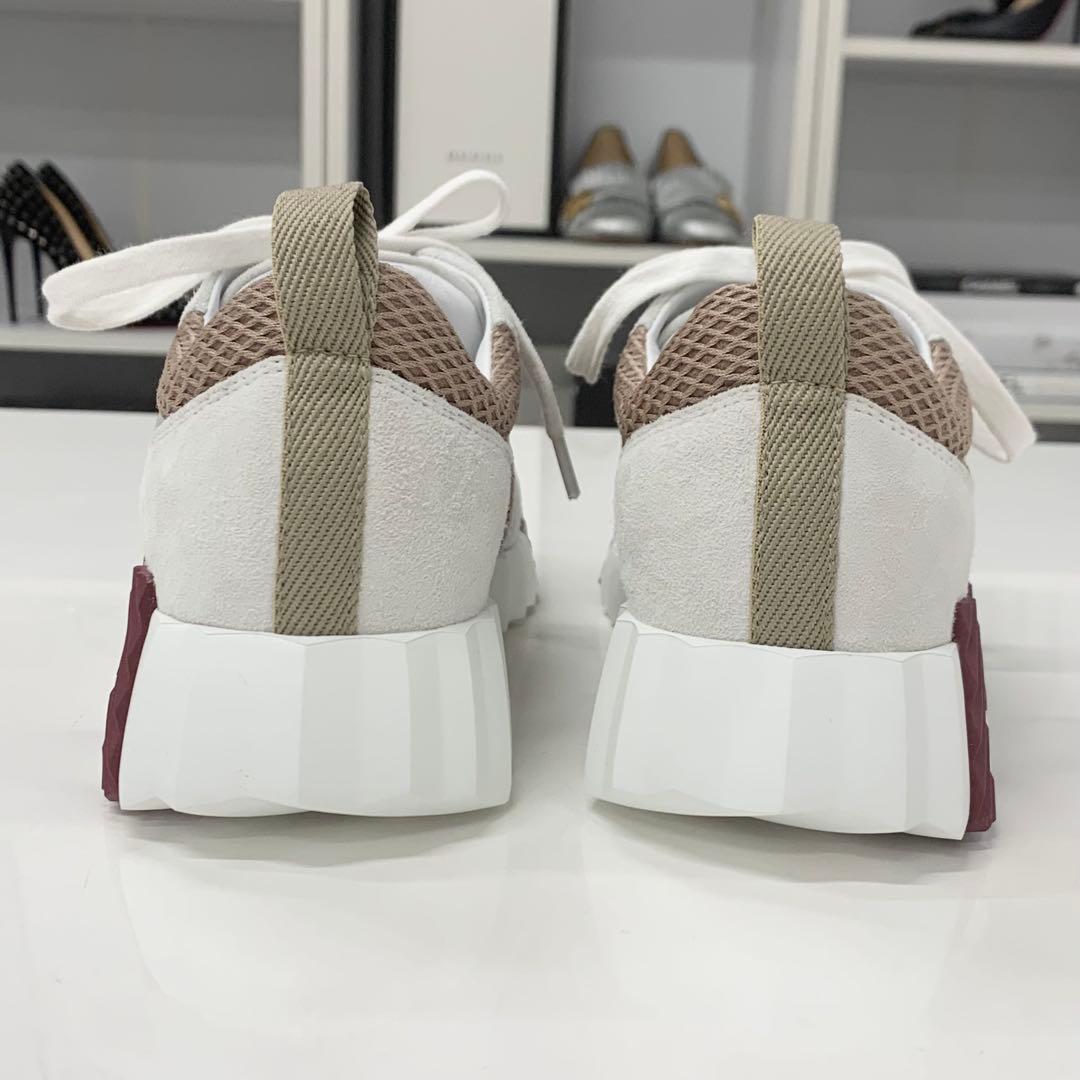 Unused Hermes Bouncing Mesh Suede Sneakers Beige Gray