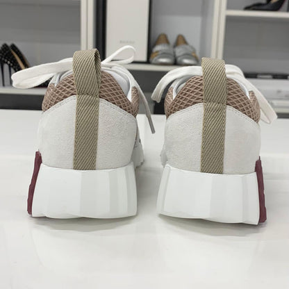 Unused Hermes Bouncing Mesh Suede Sneakers Beige Gray