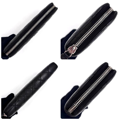 Chanel Quilted Caviar Leather Zip Around Wallet Black — view 6