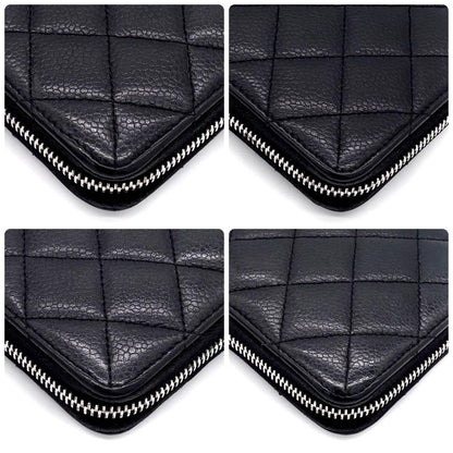 Chanel Quilted Caviar Leather Zip Around Wallet Black — view 8
