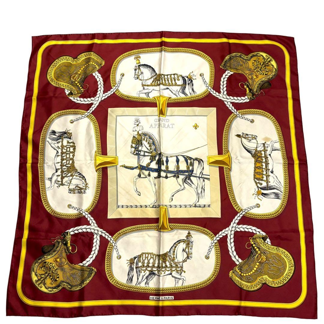 Hermes Carree 90 Horse In Full Dress Silk Scarf G_003