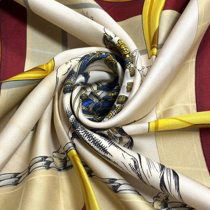 Hermes Carree 90 Horse In Full Dress Silk Scarf G_003