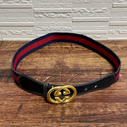 Gucci Sherry GG Gold Buckle Belt Leather Canvas — view 2