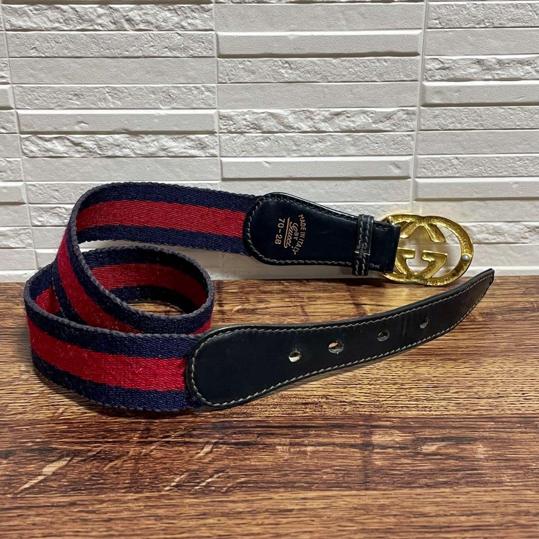 Gucci Sherry GG Gold Buckle Belt Leather Canvas — view 4
