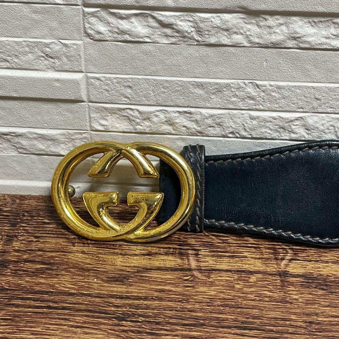 Gucci Sherry GG Gold Buckle Belt Leather Canvas — view 6