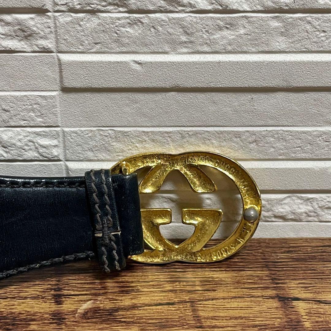 Gucci Sherry GG Gold Buckle Belt Leather Canvas — view 7