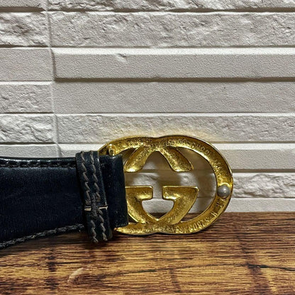 Gucci Sherry GG Gold Buckle Belt Leather Canvas — view 7
