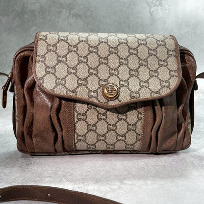Gucci GG Shoulder Bag Brown Beige Logo Leather — view 2