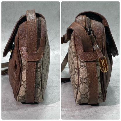 Gucci GG Shoulder Bag Brown Beige Logo Leather — view 7