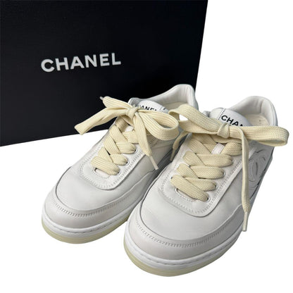 Chanel CC Logo Leather Sneakers