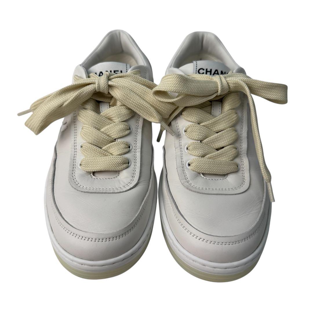 Chanel CC Logo Leather Sneakers — view 2