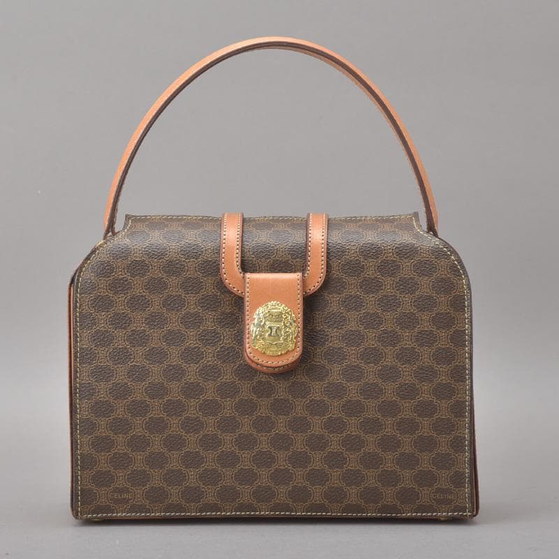 Celine Macadam Pattern Handbag Leather Brown