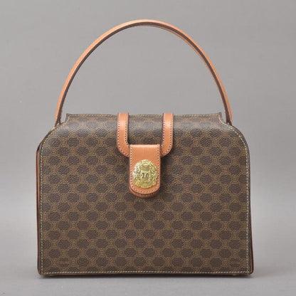 Celine Macadam Pattern Handbag Leather Brown