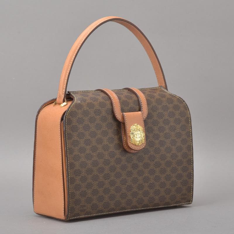 Celine Macadam Pattern Handbag Leather Brown