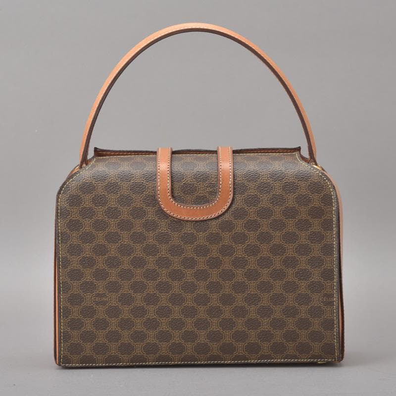 Celine Macadam Pattern Handbag Leather Brown