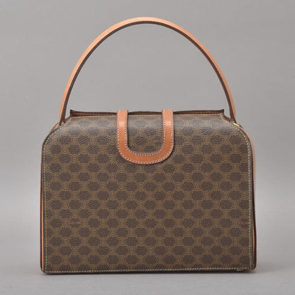 Celine Macadam Pattern Handbag Leather Brown