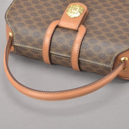 Celine Macadam Pattern Handbag Leather Brown