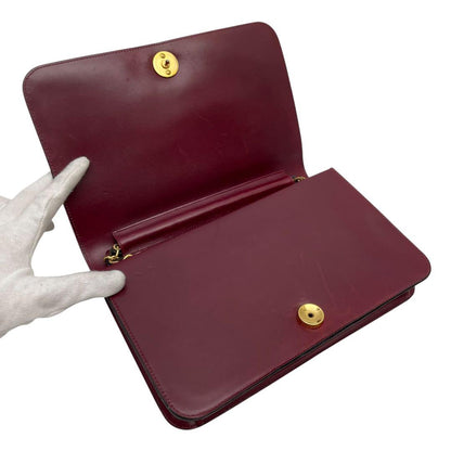 Chanel Leather CC Logo Chain Shoulder Bag Bordeaux Red — view 7