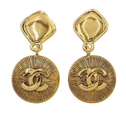 Chanel Coco Mark Rhombus X Round Swing Earrings
