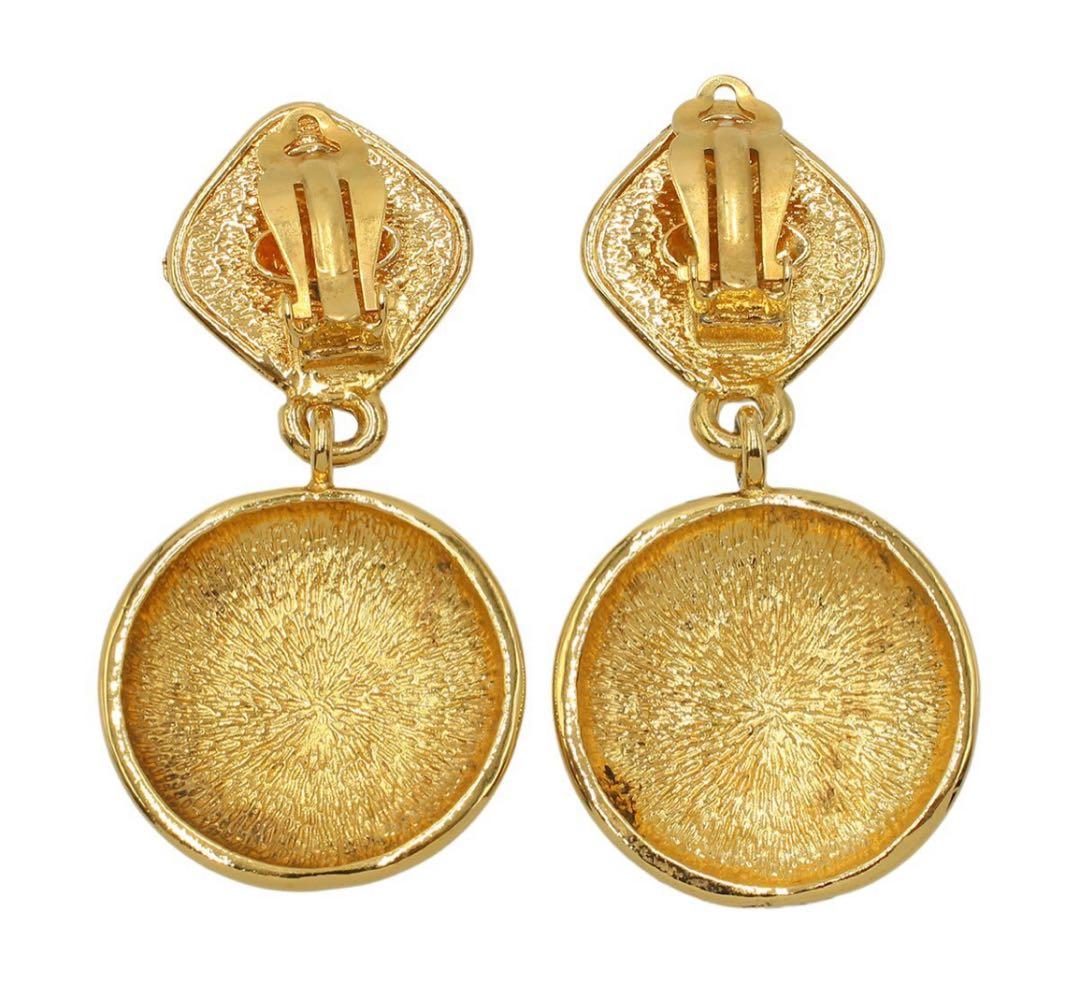 Chanel Coco Mark Rhombus X Round Swing Earrings