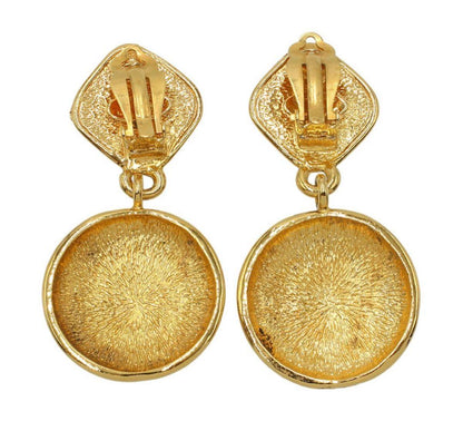 Chanel Coco Mark Rhombus X Round Swing Earrings