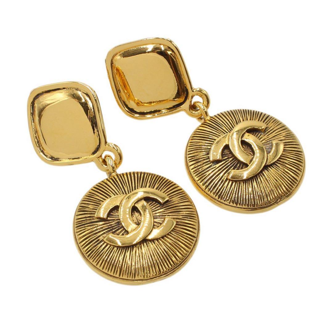 Chanel Coco Mark Rhombus X Round Swing Earrings