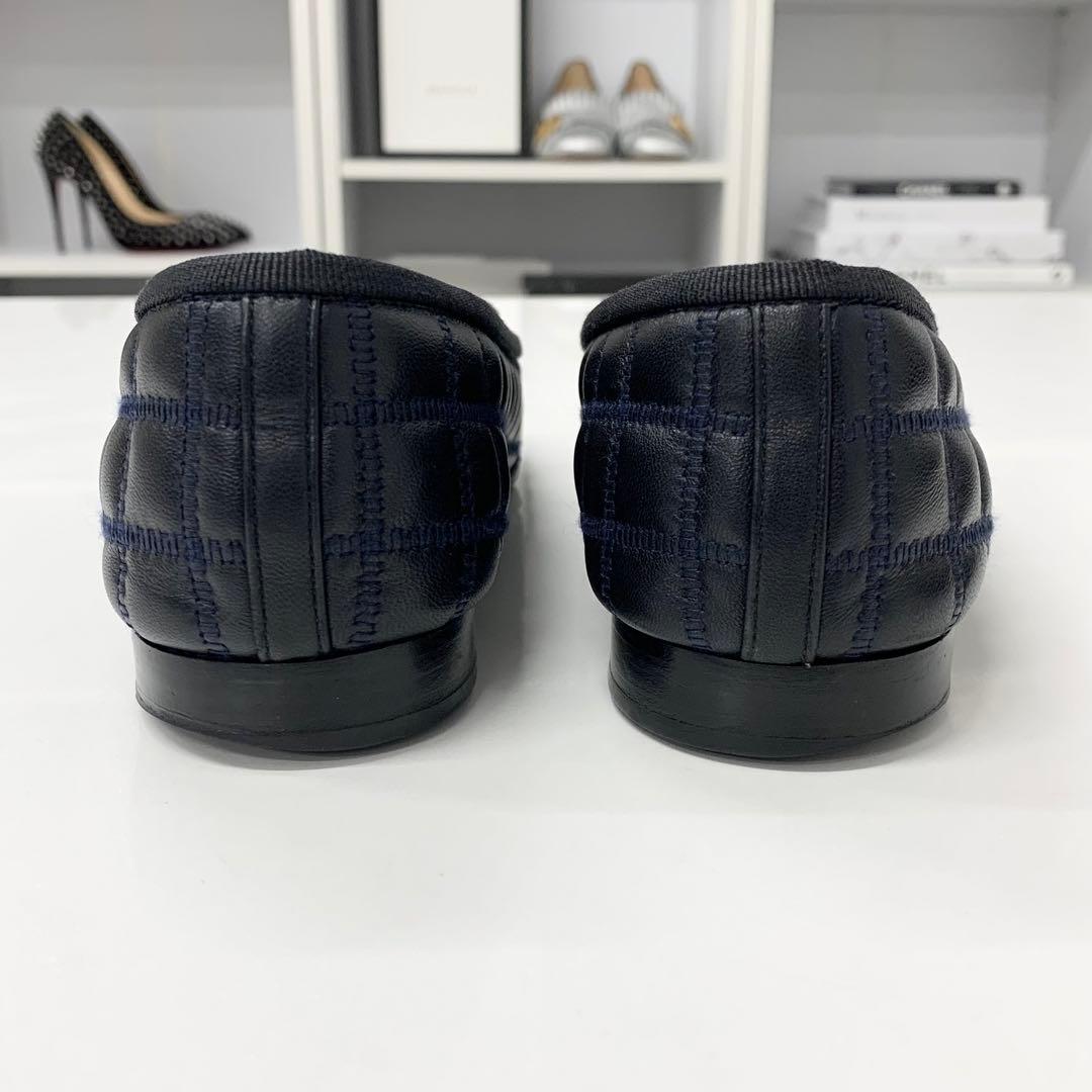 Chanel CC Logo Quilted Leather Fabric Ribbon Ballet Shoes — view 5