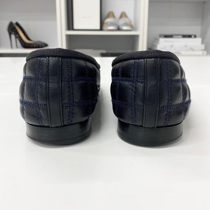 Chanel CC Logo Quilted Leather Fabric Ribbon Ballet Shoes — view 5